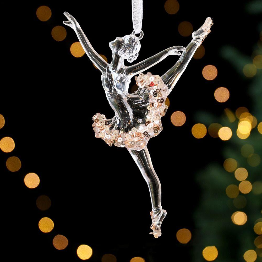 Funkelnde Schneeflocken Eisstreifen Anhänger Ballerina Transparent Weihnachtsbaum Hängeornament DIY Exquisit