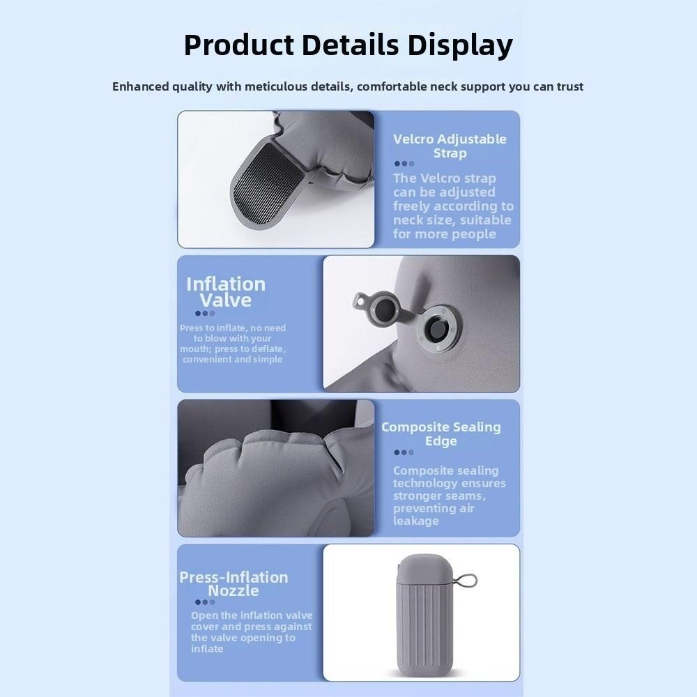 Breathable U-shaped Neck Pillow Comfortable with Storage Box Inflatable Travel Pillow Easy To Carry Soft Ring Neck Pillow