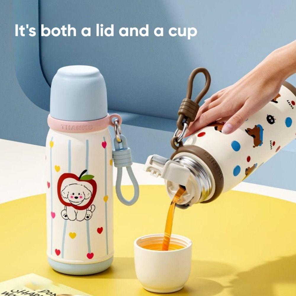 

500ml Thermal Cup with Straw Straw Water Bottle Cute Insulated Cup Kids синій