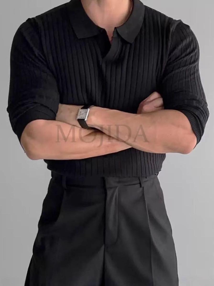 Мужской приталенный лонгслив-поло - Коллекция Весна & Осень XXXL