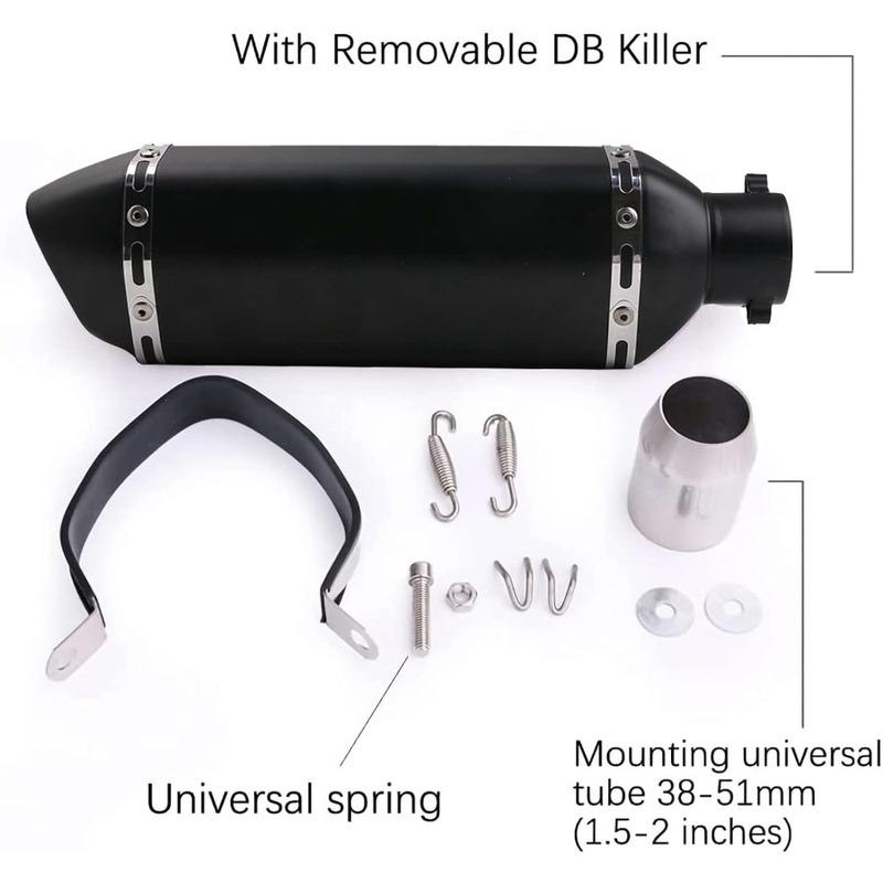 Exhaust Muffler 1.52 Inch Inlet with Removable DB Killer for Street and Sport Motorcycles and Scooters Featuring 3851mm Diamete