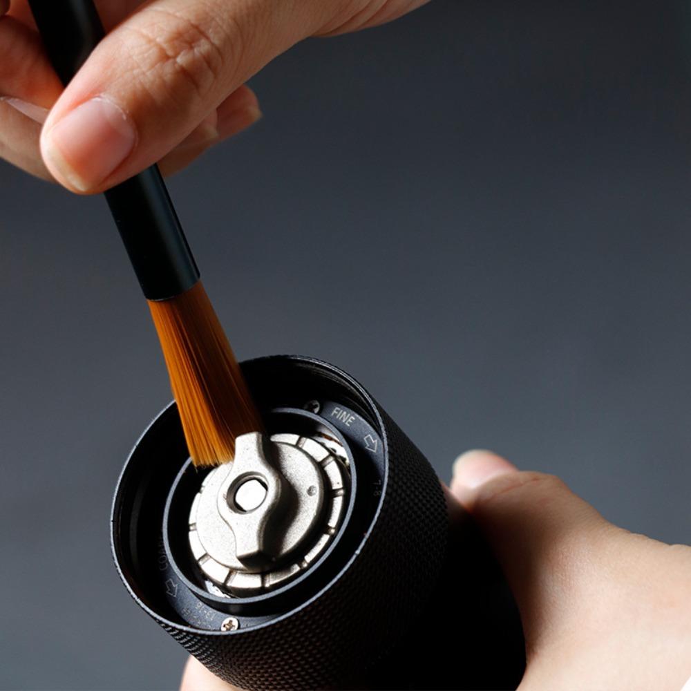 Double Head Coffee Grinder Cleaning Brush Aluminum Handle Coffee Machine Brush  Cafe