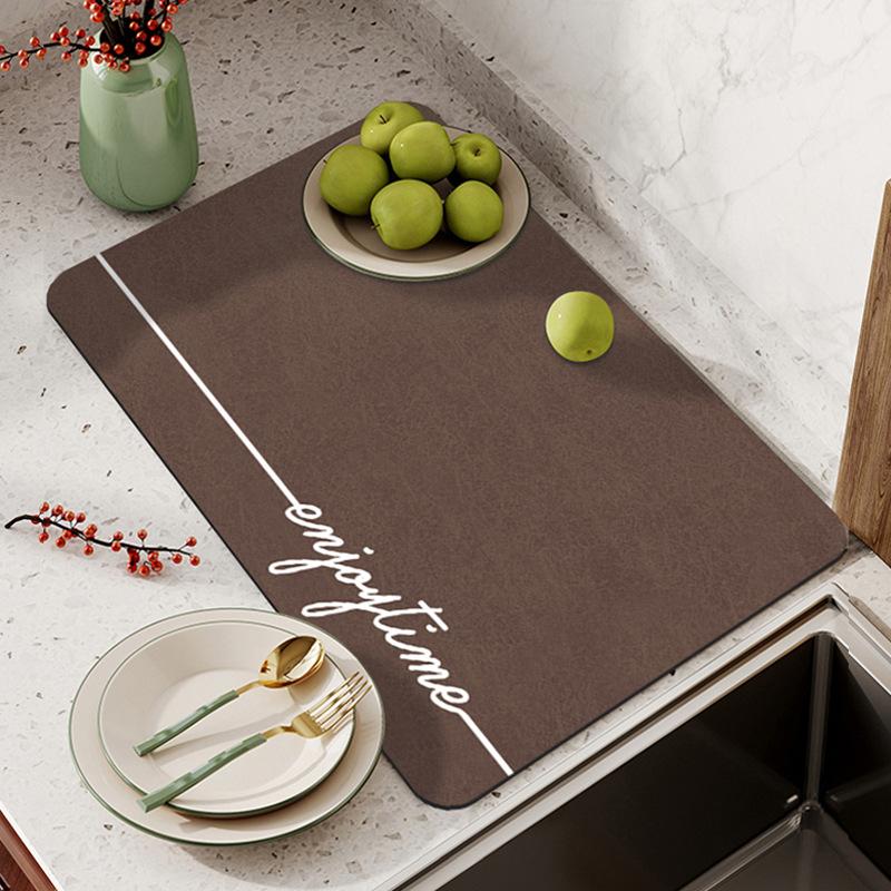 Coffee Machine Absorbent Mat Bowl Dish Drying Mat Non-slip Bar Drain Mat Kitchen Countertop Mat Table Washer Mat