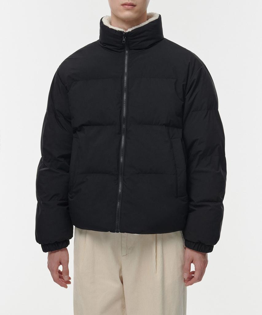 Musinsa Standard Daily Puffer Reversible Fleece Short Padded Jacket [Black/Cream]
