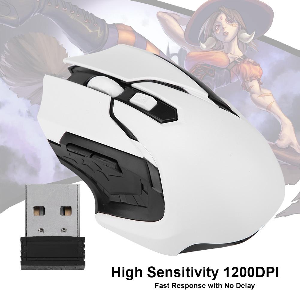 Optical 1200DPI Wireless Gaming Mouse Comfortable Grasp No Delay 2.4G Wireless Mouse - Black
