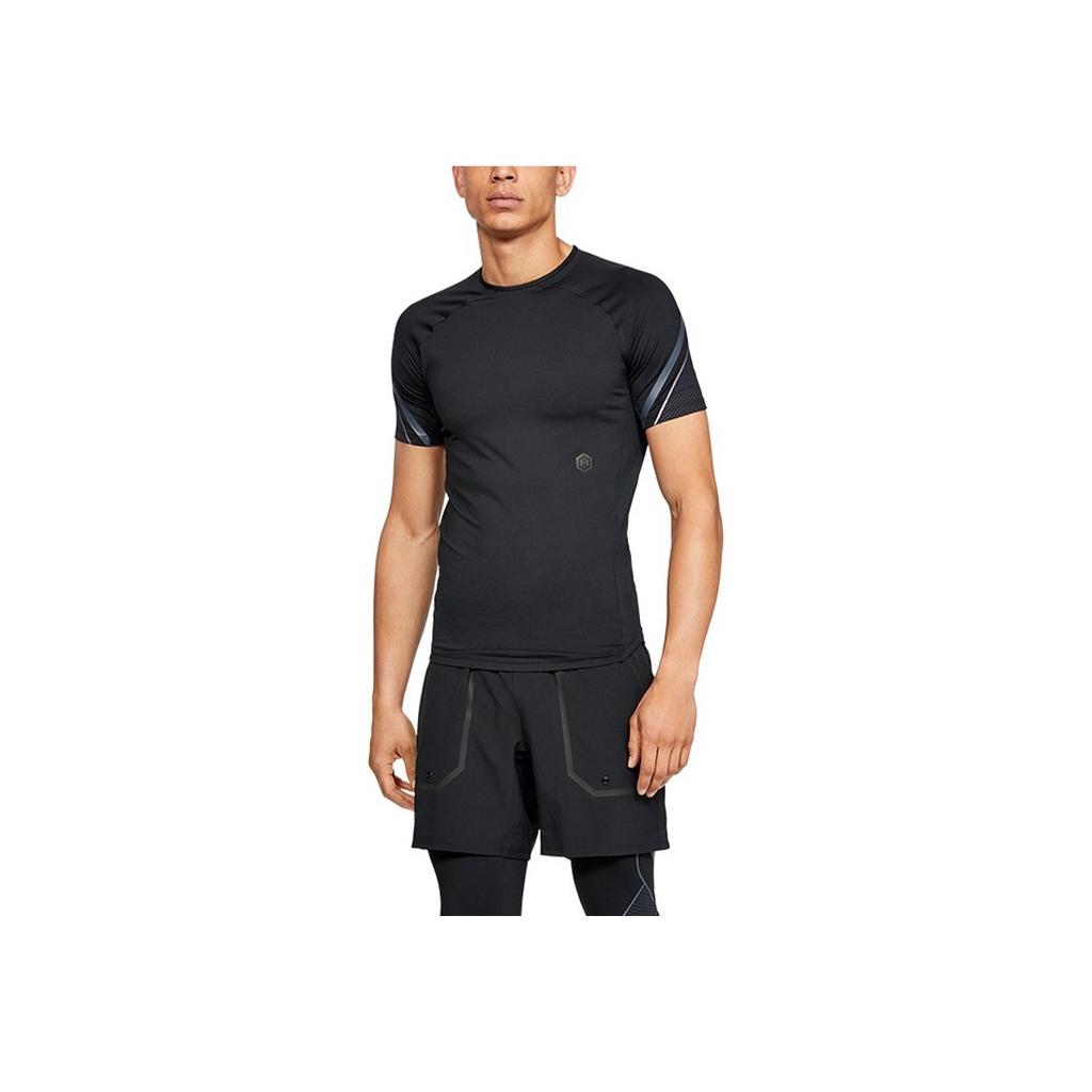 Under Armour UA Rush Crew Neck Training Compression Shirt Men Tops Black 1345196-001