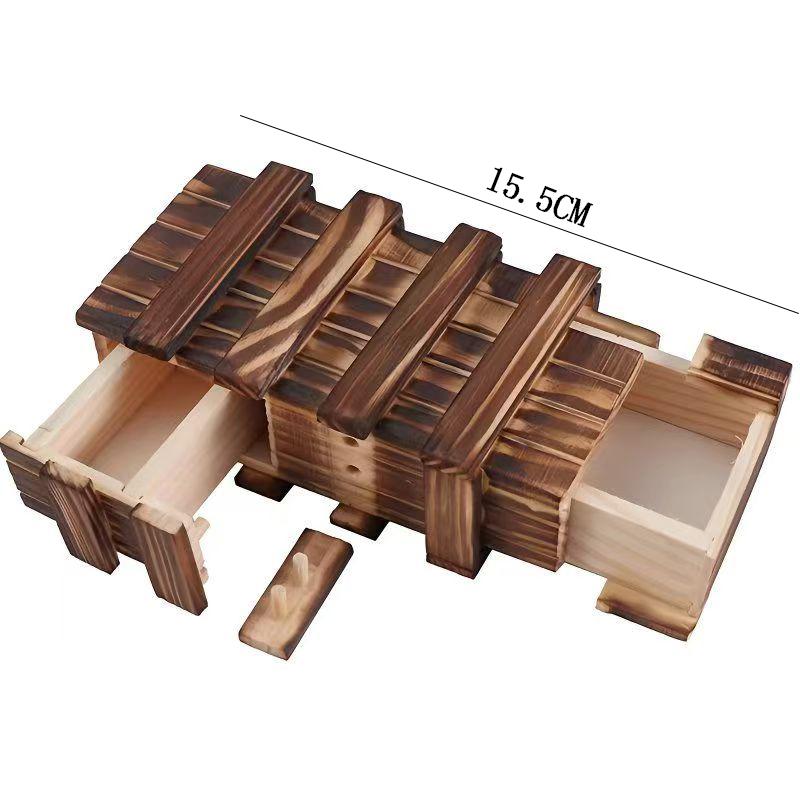 Secret Box Brain Teaser Wooden Puzzle Boxes with Hidden Compartments Magic Drawers Birthday Gift for Adults and Teens