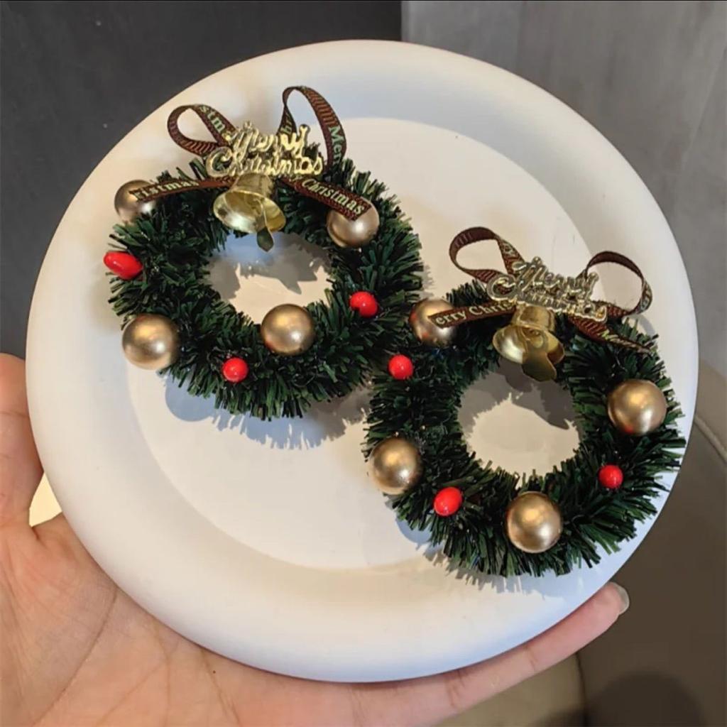 Christmas Decoration~Cute New Ins Style Indoor Magnetic Miniature Simulation Christmas Wreath Christmas Refrigerator Sticker