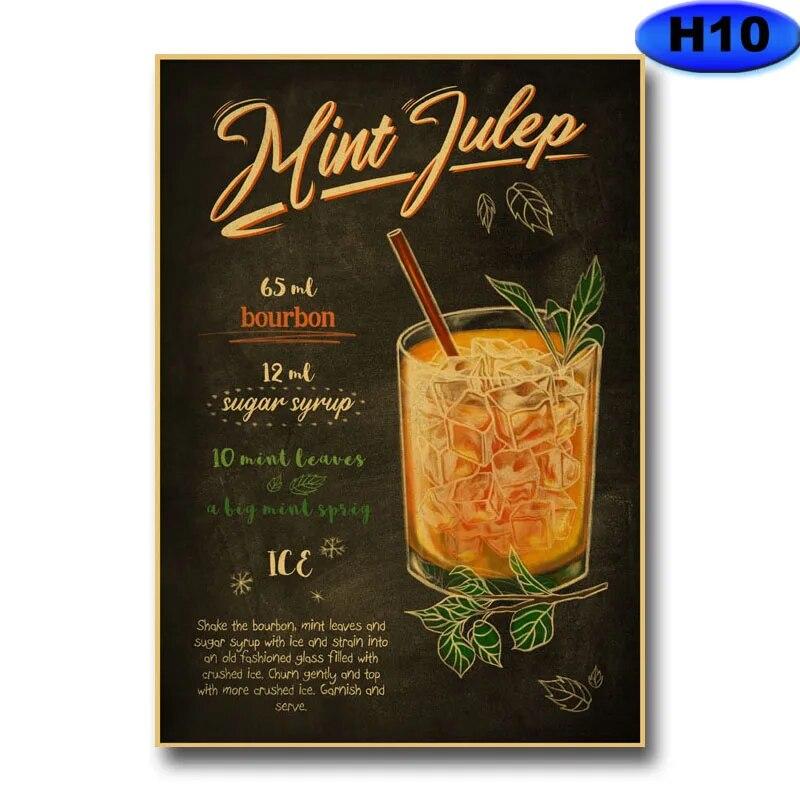 Vintage Cocktail Menu Posters Mixology Recipe Lovers Guide Poster Cafe Bar Wall Decor Home Room Decoration Painting