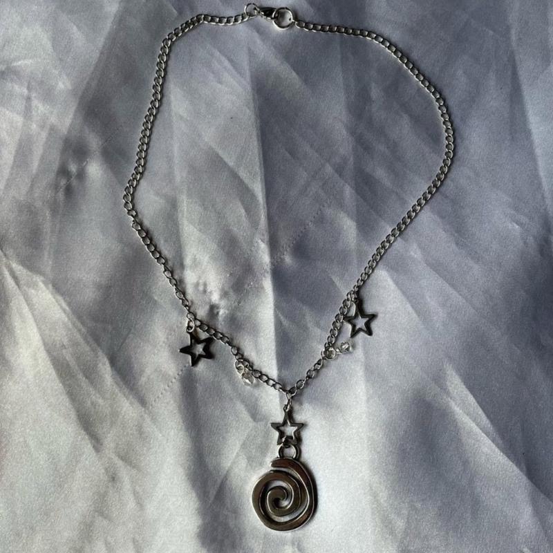 Mode Vortex Stern Anhänger Halskette Einfache Y2K Choker Halskette Süße Coole Schlüsselbeinkette Sommer Schmuck