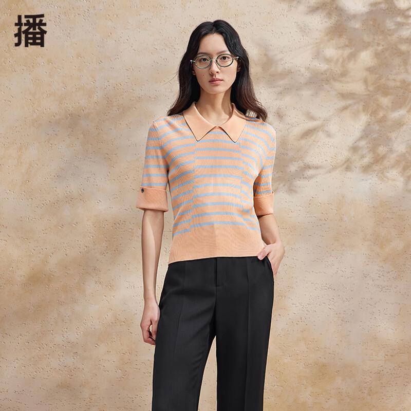 

Broadcast Women s Short-Sleeve Striped Knit T-Shirt L