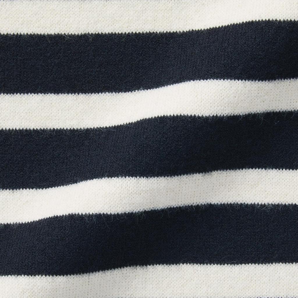 MUJI Washable Milan Rib Knit Navy Size BA1OZA4A Women's Half-Zip Sweater, Striped, XS,