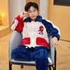 Cute Cartoon Boys' Coral Fleece Pajamas - Cozy Winter Flannel Sleepwear for Kids
