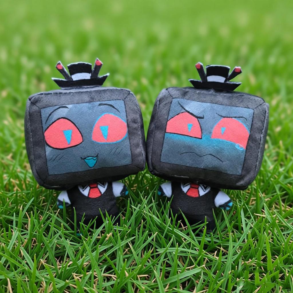 Stuffed 10cm Hazbin VOX Plushie Doll Cartoon Hotel Alastor Lucifer Plush Figures Toys Keychain Decorative Pandents Holiday Gifts