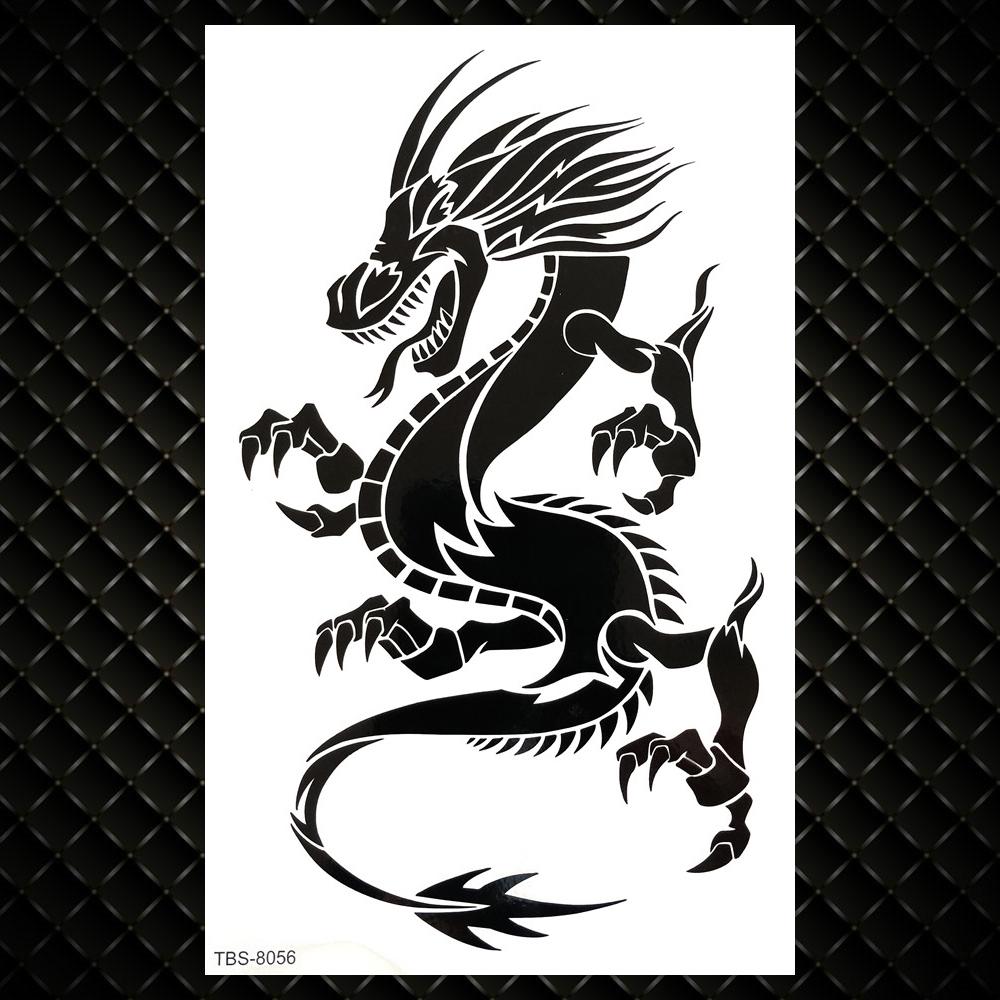 Black Dragon Fake Temporary Tattoos For Men Women Wolf Flower Tattoo Sticker Wings Creative Coyote Water Transfer Tatoo Arm Hand