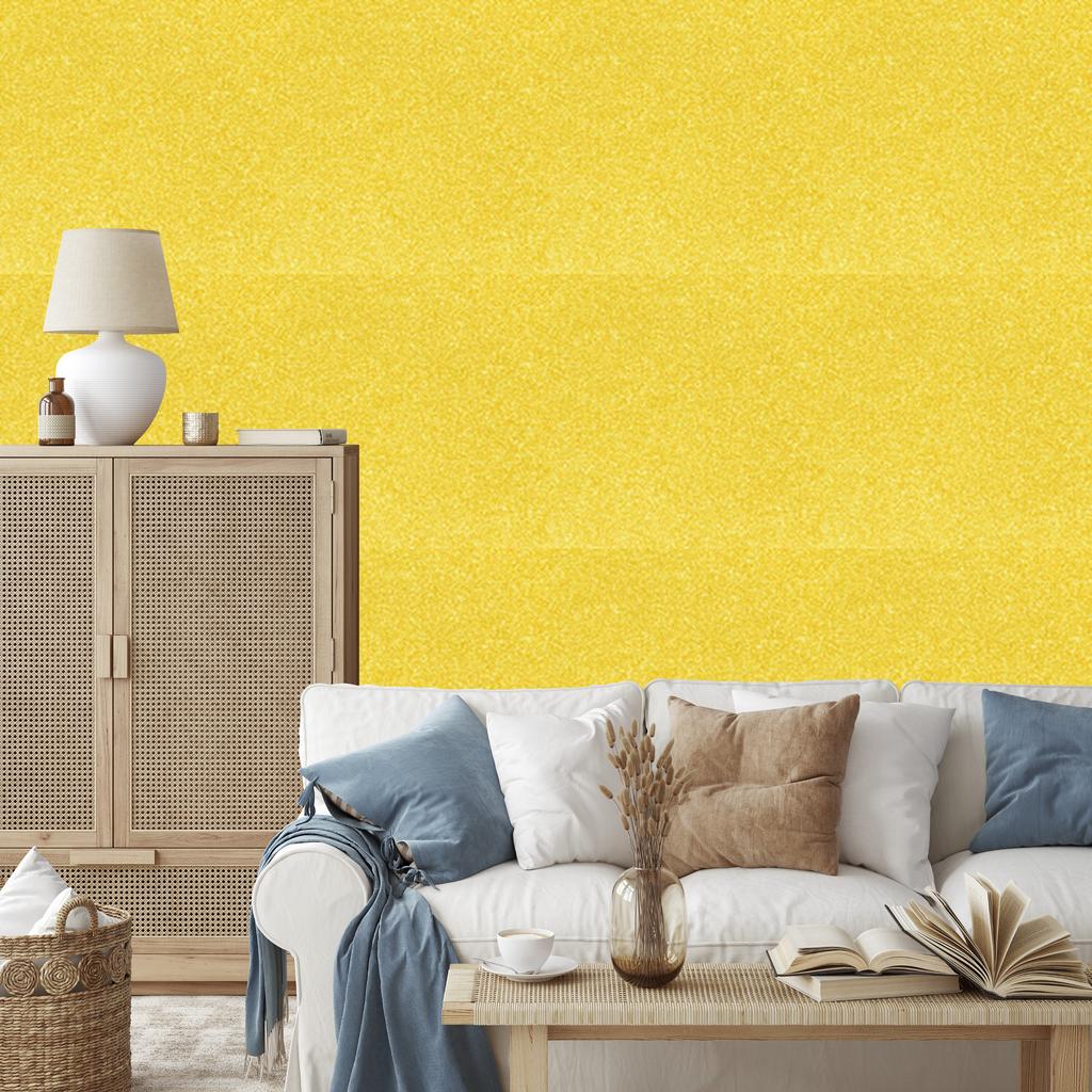Glitter wallpaper yellow, yellow background for living room and bedroom 50x1000