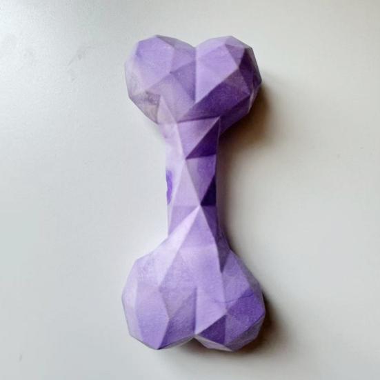 Faceted Bone Dog Toy Rubber Dog Chew Toy Teeth Cleaning Dog Bone Toy for Aggressive Chewers Puppy Teething Interactive Fetch Play
