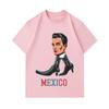 Men's 100% Cotton Crew Neck Short Sleeve T-Shirt, Fun Mexico Cool Man Boot Art Print Casual Comfortable Summer Tee for Daily Wear