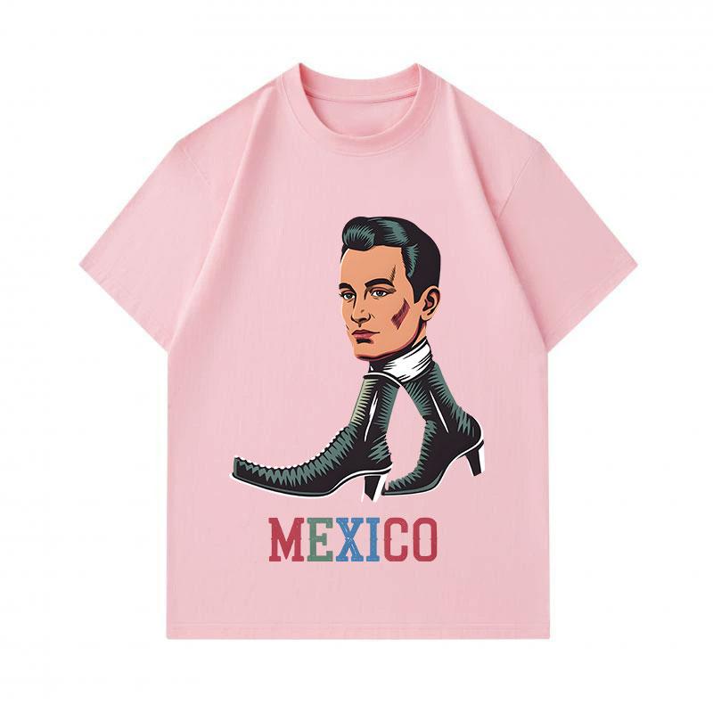 Men's 100% Cotton Crew Neck Short Sleeve T-Shirt, Fun Mexico Cool Man Boot Art Print Casual Comfortable Summer Tee for Daily Wear