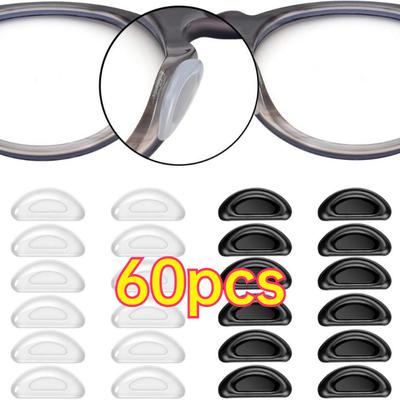 10/60 Stück Silikon Klebe-Nasenpolster für Brillen Rutschfest Transparent Brillen Ersatz Zubehör