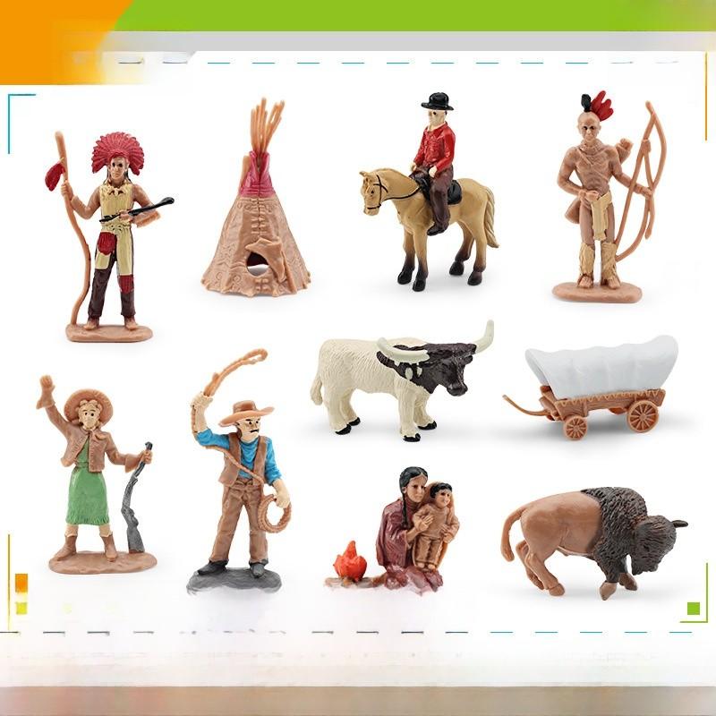 Native American Pvc Figurine Pack With Animal Figures For Themed Room Decoration