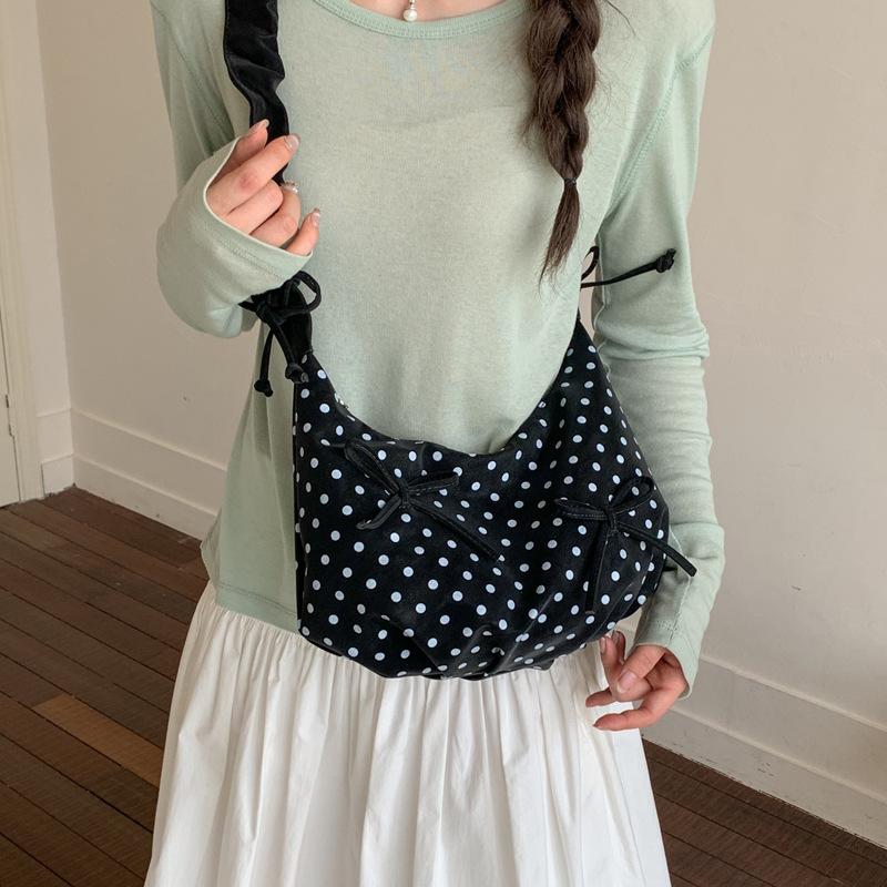Bows Single-shoulder Bag, Women's Pleated Dumpling Bag, Simple Cross-body Bag
