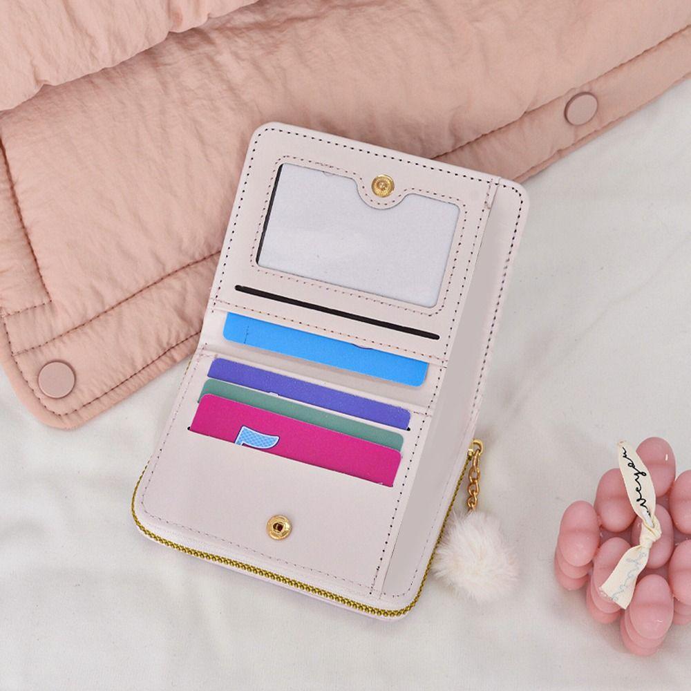 PU Leather Money Coin Purse Simple 2 Folds Credit Card Holoder Cute Card Wallets for Girls Students Gift