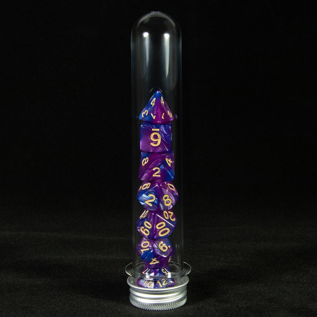 7 szt. Wielościenne kostki w mieszanych kolorach z tubą do DND TRPG RPG Cthulhu COC Gra planszowa Drużyna prowadząca Zestaw kości DND