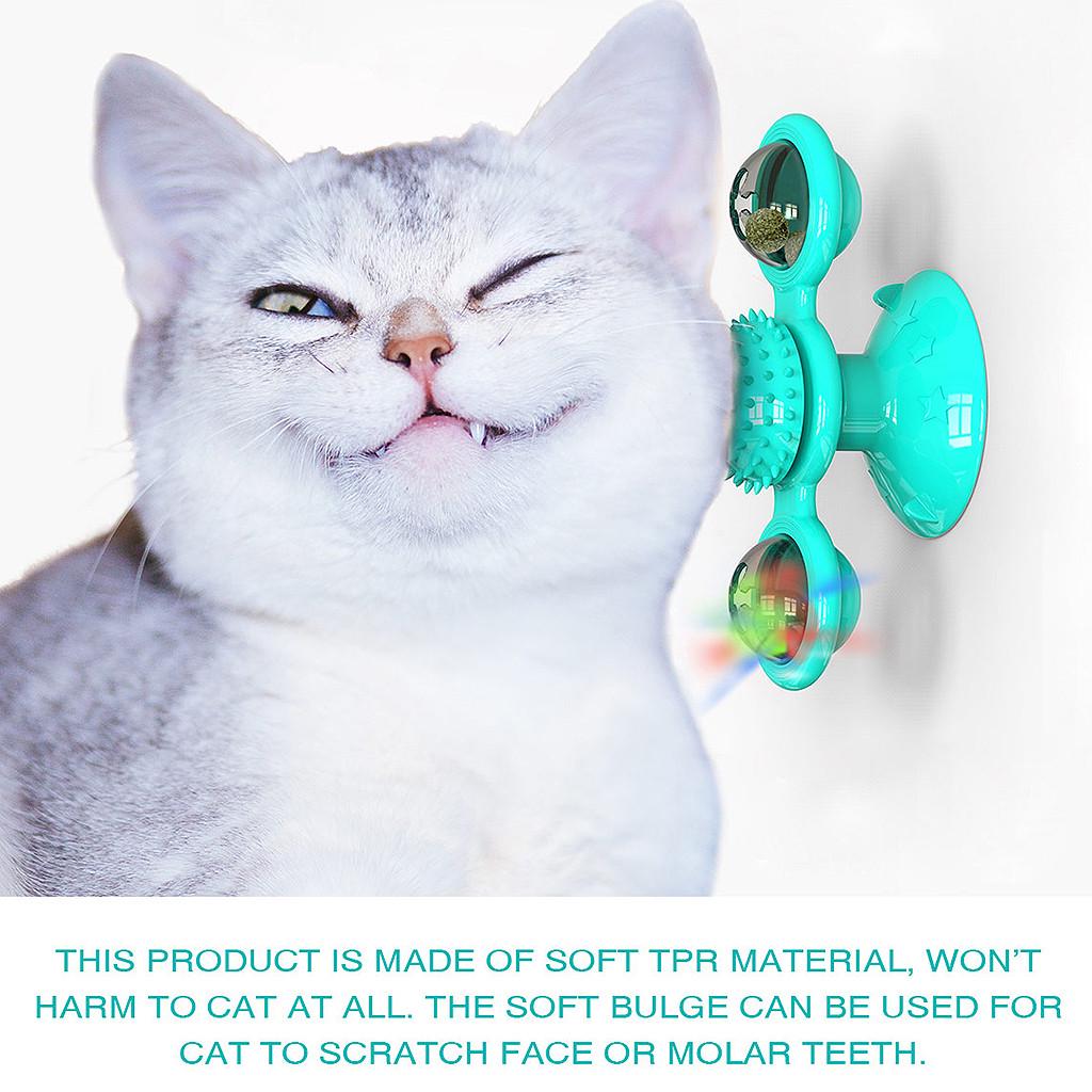 Windmill Cat Toy Turntable Teasing Pet Toy Scratching Tickle Cats Hair Brush 