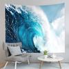 Blue Ocean Waves Tapestry Sea Sunset Scenery Tapestry Nature Art Tapestry Home Living Room Bedroom Wall Modern Art Tapestries