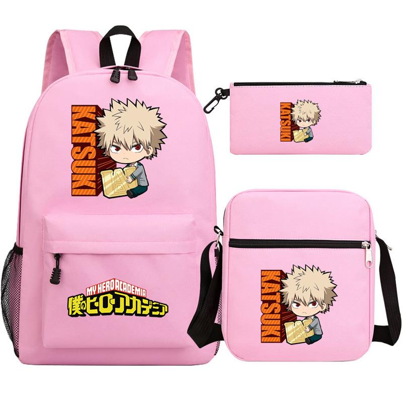Young Students Schoolbag Animation Three-Piece Backpack Diagonal Hanging Bag Pencil Case