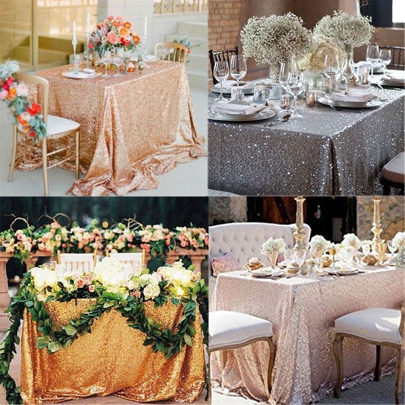 Sequin Tablecloth Sparkle Sequin Table Cover Linens Overlay Runners for Wedding Birthday Party Baby Shower Banquet Glitter Rectangle Tablecloth