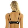 Dámské sexy podprsenky Spodní prádlo Mokrý vzhled Lakovaná kůže Spodní prádlo Bralette Halter Neck Polička Podprsenka Top