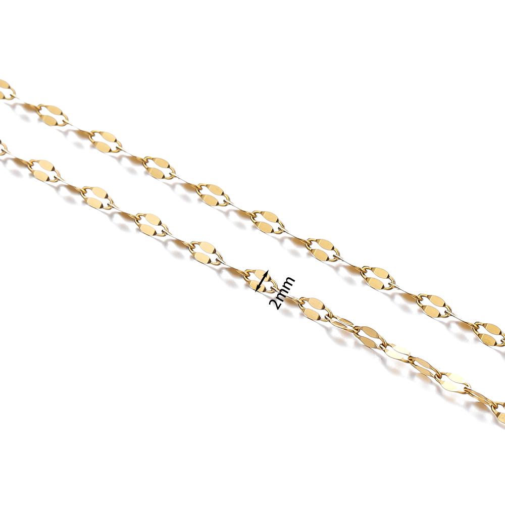 2Meters Stainless Steel Chain Gold Color Lip Shape Link Chains for DIY Necklace Bracelet Anklet Jewelry Making Accessories