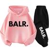 Tuta con Cappuccio Stampa Lettere per Bambini e Bambine Autunno e Inverno Felpa a Maniche Lunghe + Pantaloni Set Due Pezzi