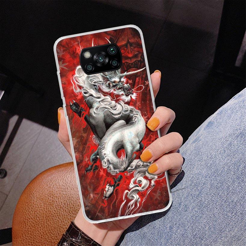 Asian Dragons Animal Tattoo Phnoe Case for Xiaomi Poco X5 X6 X7 Pro X4 Gt F7 Ultra M8 M7 Redmi 15C 15 13C 13 12C 12 Unique Cover