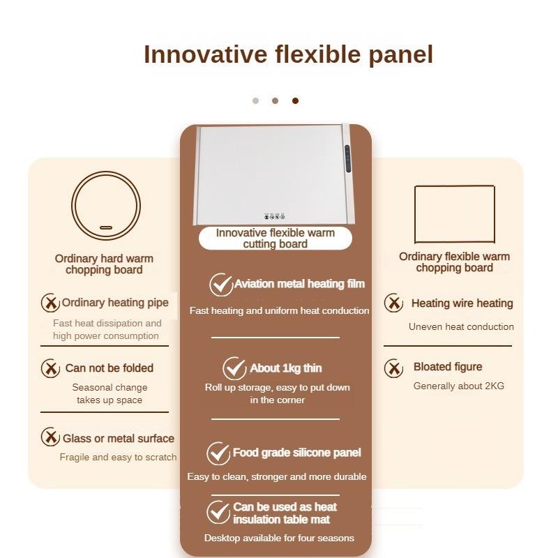 240W Foldable Food Warming Board Household Dining Table Heating Silicone Pad Multifunctional Food Heating Insulation Board