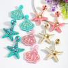 European and American summer trends, starfish handmade rice bead earrings, personalized ocean style, casual and versatile shell shaped earrings