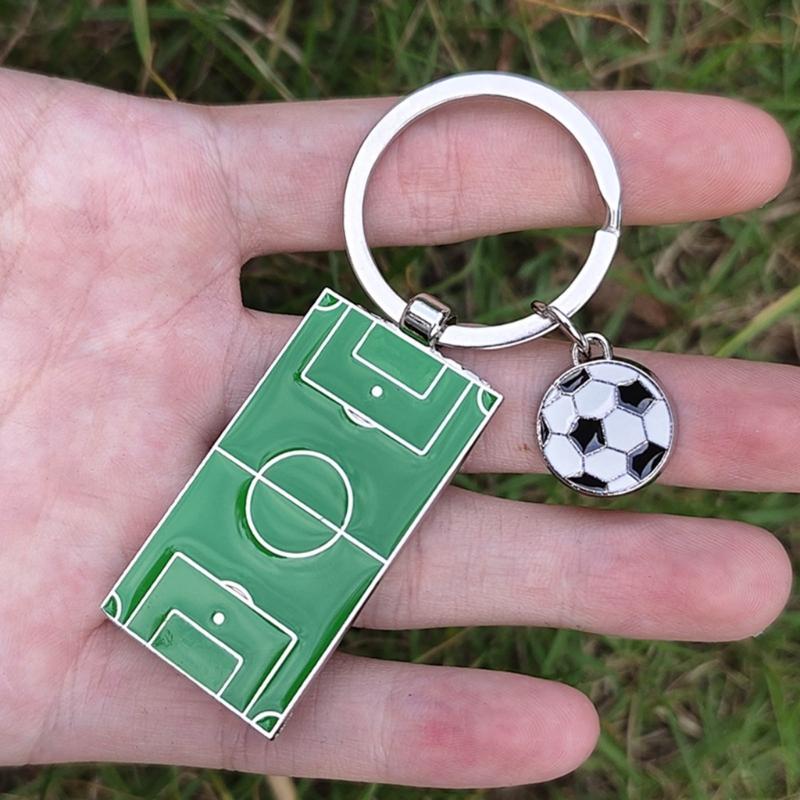 Men Football Field Soccer Keychain Holder Playground Sports Basketball Keyring Keychains Jewelry Football Fans Club Gift