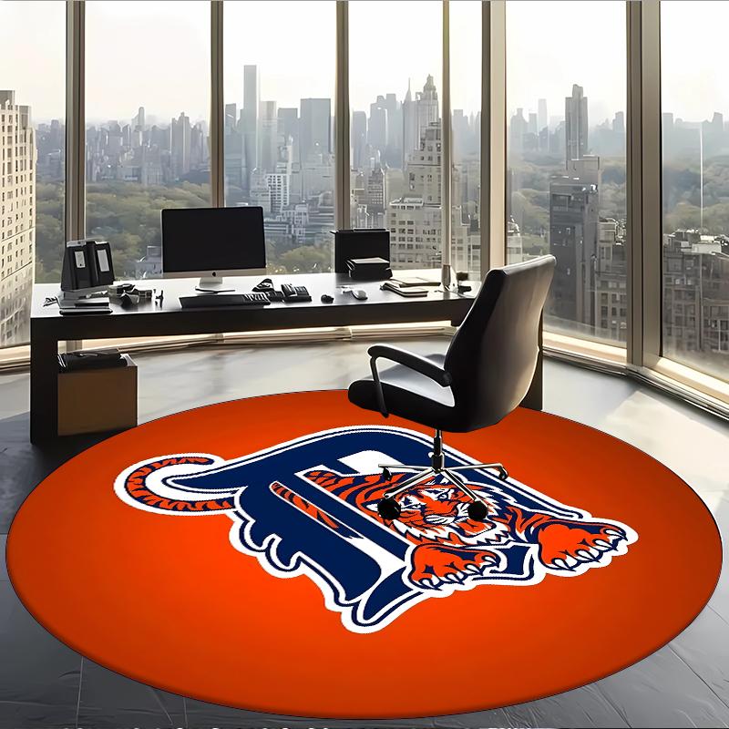 Detroit Tigers (5) Round Office Rug Decorative Floor Rug for Office Bedroom Living Room and Home Space