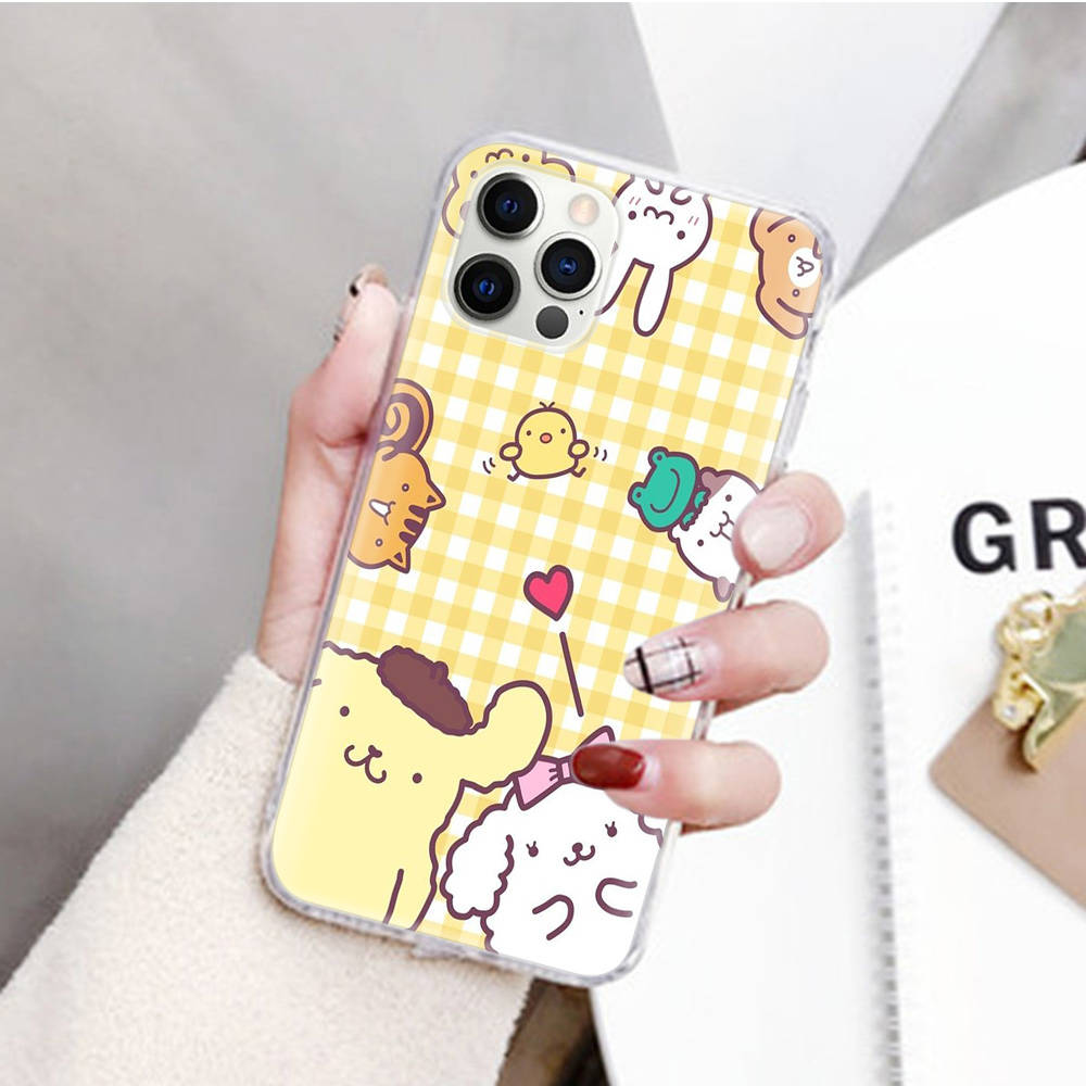 

JZ12 Pom pom Purin Transparent Case for Samsung A04 A14 A23 M33 M53 Realme 10 9 C35 C55 VIVO Y02 X80 Infinix Hot 30 Note 11 Tecno Spark 8P Pro Samsung A14 5G ірис кольору