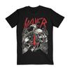 Slayer Dark Themed Graphic T-Shirt – Red Logo & Skull/Eagle Anti-Symbol Print Cotton Apparel for Thrash Metal Fans