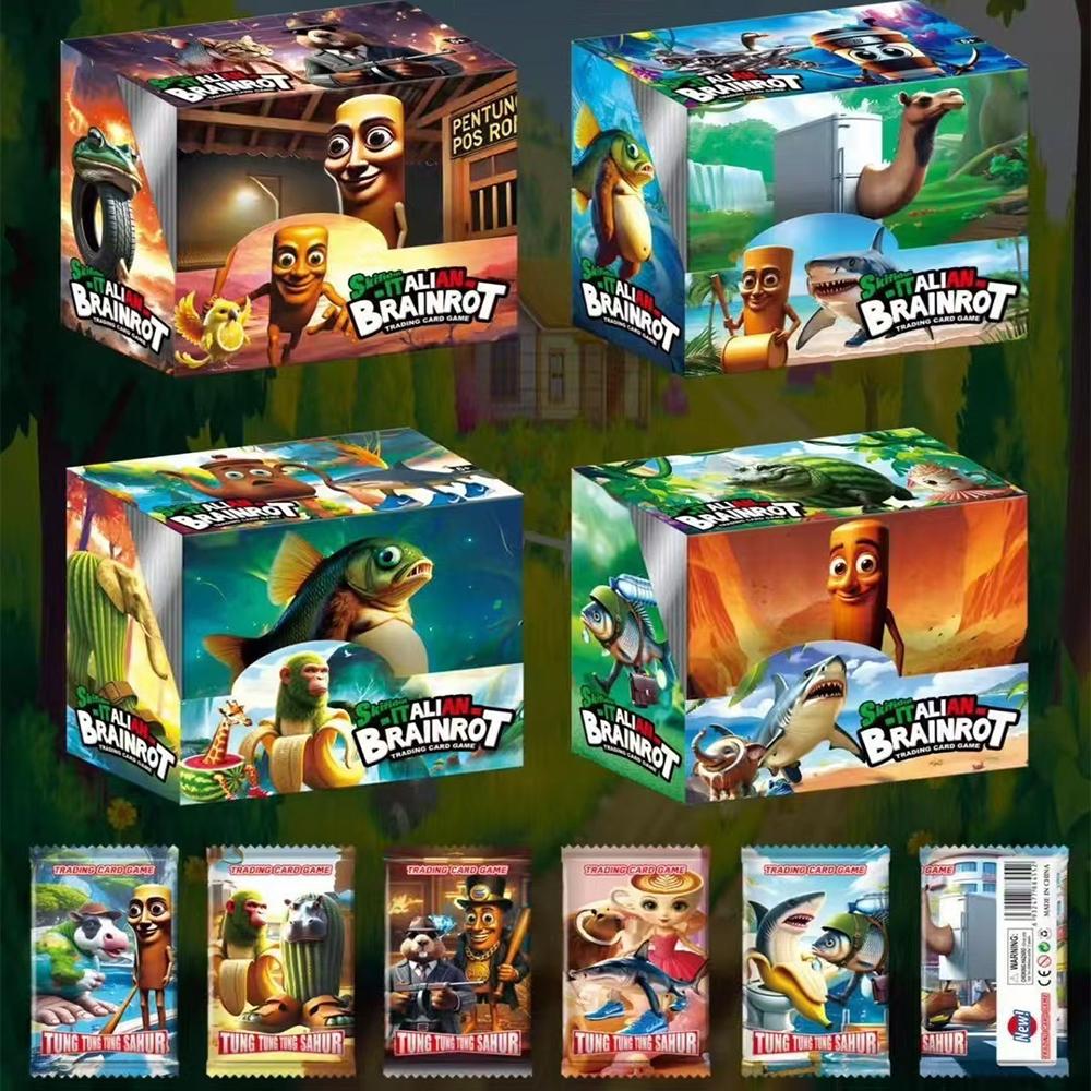 Italian Brainrot Trading Cards Tungtungtung Sahur Tralalero Tralala Collection Card Game Toy Battle Carte Toys For Children Gift