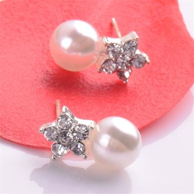 Fashion Temperament Pearl Earrings Star Ear Jewelry for Women