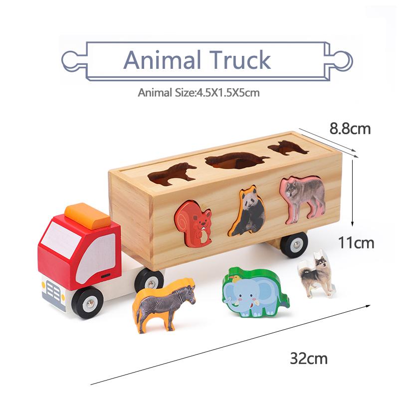 Transport Vehicle Engineering Vehicle Excavator Large Truck Cognitive Animal Vehicle Wooden Car Model Taxi Toy Car For Kids B174