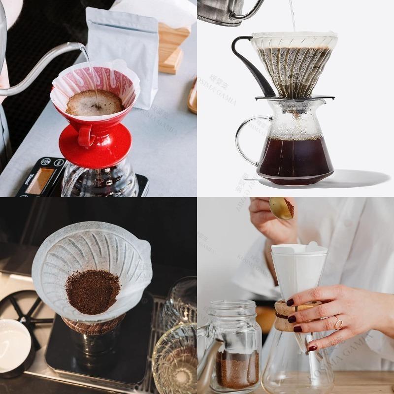 Disposable Cone Coffee Filters Natural Paper 2-4 Cup for Pour Over Drip Coffee Maker Biodegradable Eco-friendly
