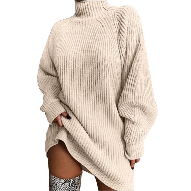 Winter Warm Knitwear Sweaters for Women Turtleneck Pullover Jumper Irregular Loose Plus Size Fall Knitted Ladies Sweater
