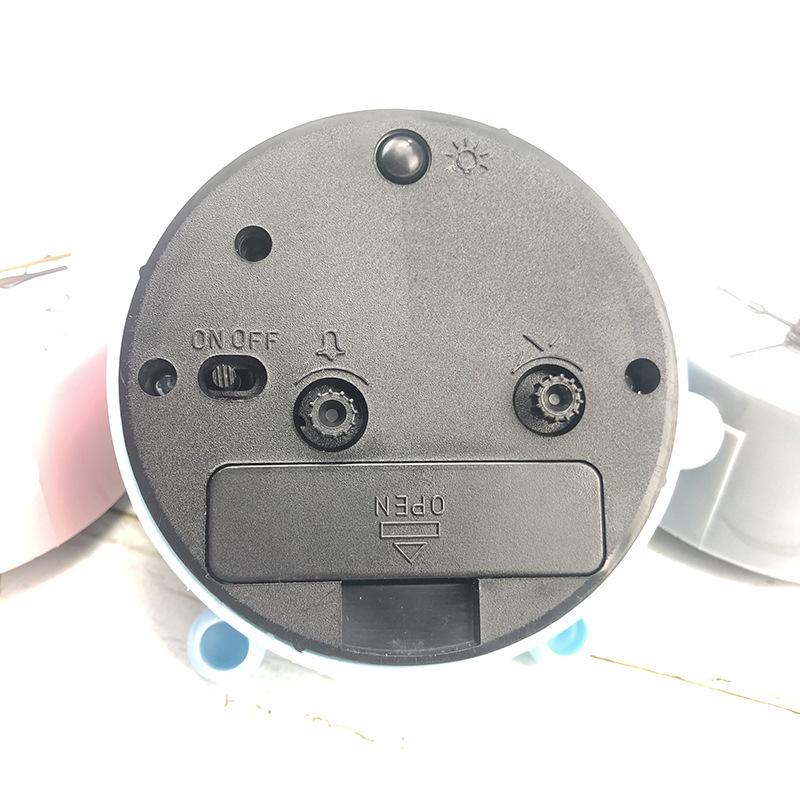 Mini Children's Alarm Clock with Light Bedside Clock Round Cartoon Clock Simple Bedside Clock 119B Green Blue