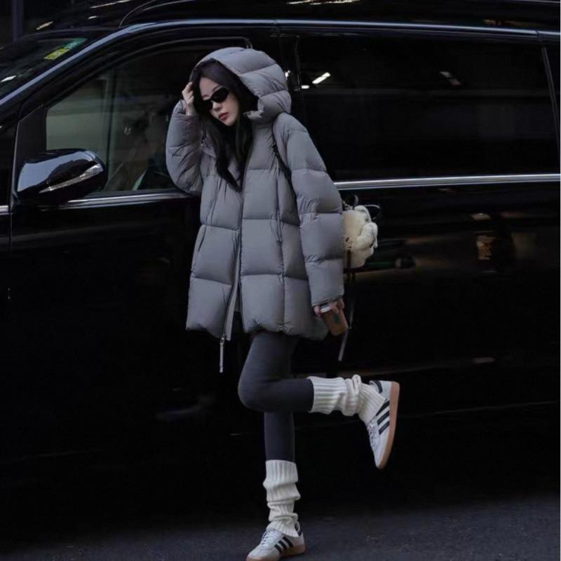 Puff Medium and Long Down Cotton Clothes Women's New Winter College Style Loose Hooded Cotton Clothes Jacket