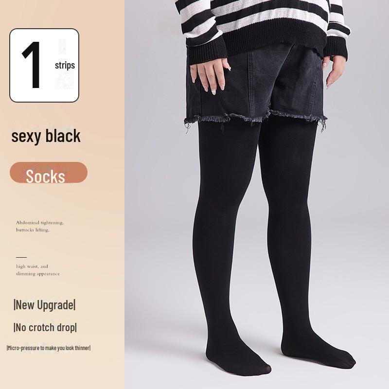 

Женские хлопковые колготки: Чулки большого размера No-Drop на весну, осень и зиму One size 110g with feet чёрный